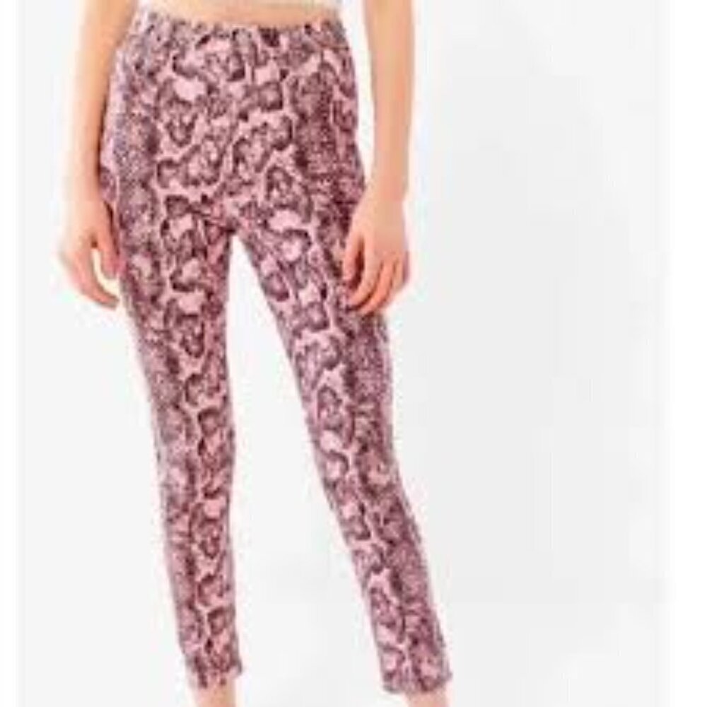 BDG Urban Outfitters Women's 30 Twig High-Rise Pink Brown Snakeskin Snake Crop - Picture 16 of 16